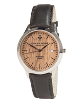 Grand Pinot Uhr Herren Heritage Edition ETA2824-2 (42 mm) Silber/Barriquefass mit schwarzem Lederarmband - 1