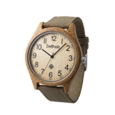 Zeitholz Unisex-Uhr analog Quartz-Uhrwerk mit beige Canvas Armband Modell Altenberg - 1