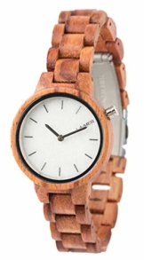LAiMER Damen-Armbanduhr MARMO ROSE Mod. 0070 aus Rosenholz - Analoge Quarzuhr mit weißem Marmor-Zifferblatt aus Südtirol und Holzarmband - 1