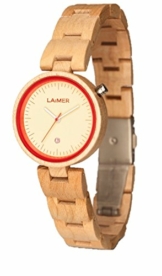 LAiMER Damen-Armbanduhr NICKY BLAU Mod. 0055 aus Ahornholz - Analoge Quarzuhr mit hellem Holzarmband - 1