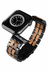 LAiMER - kompatibel Apple Watch Armband 20mm, Edelstahl - Zebranoholz Band, Ersatz - Wechsel Uhrband passend für Apple iWatch 38/40/41mm - Series 7/6/SE/5/4/3/2/1 - 1